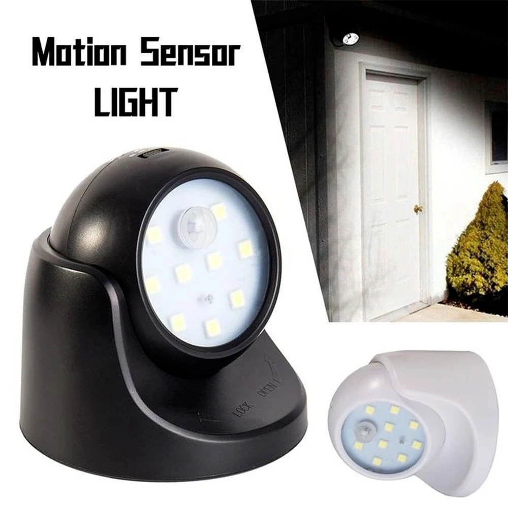 무선 배터리 구동 LED 벽 조명, 모션 센서 포함, 실내 야외 고정장치, 자동 켜기/끄기, 360 °