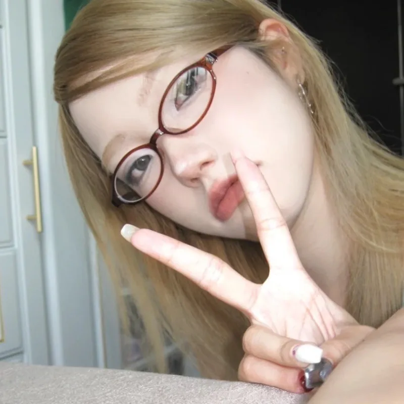 Y2K Frauen Retro Oval-Quadrat Kleine Rahmen Gläser Anti Blaues Licht Computer Brille Vintage Brillen Brille Süße Rahmen Dekor – Detail 6