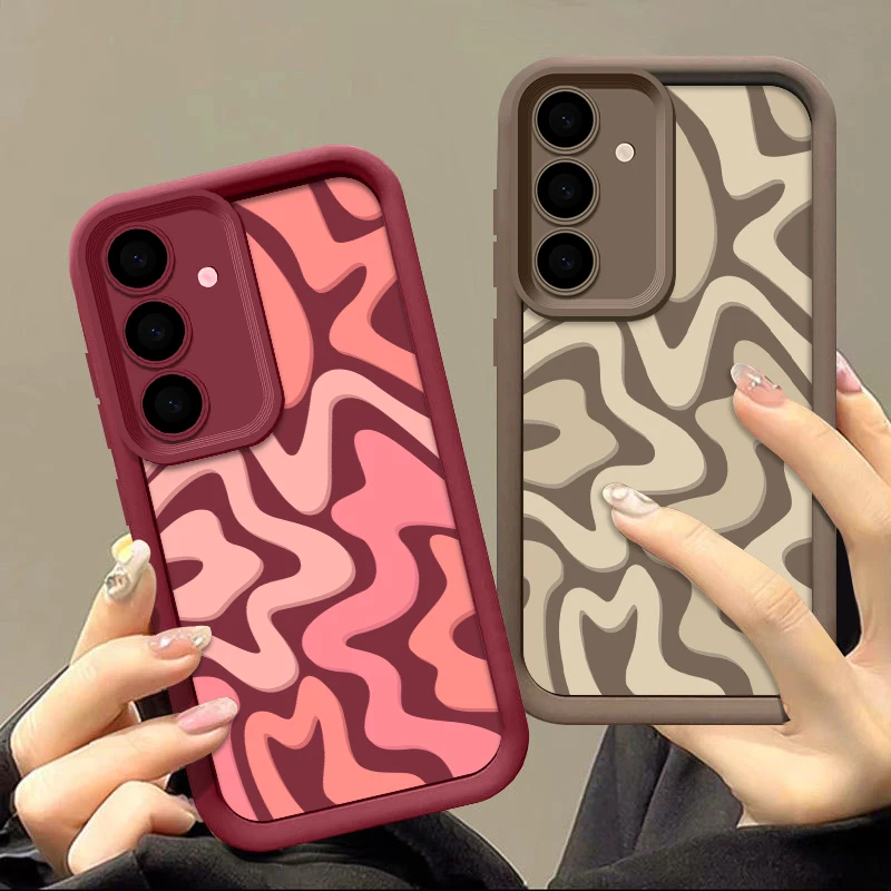 Coque à rayures colorées pour Samsung Galaxy S24 S23 Ultra S22 S21 S20 FE A14 A34 A15 A35 A16 A17 A54 A55 5G A56 S25, couverture de bord