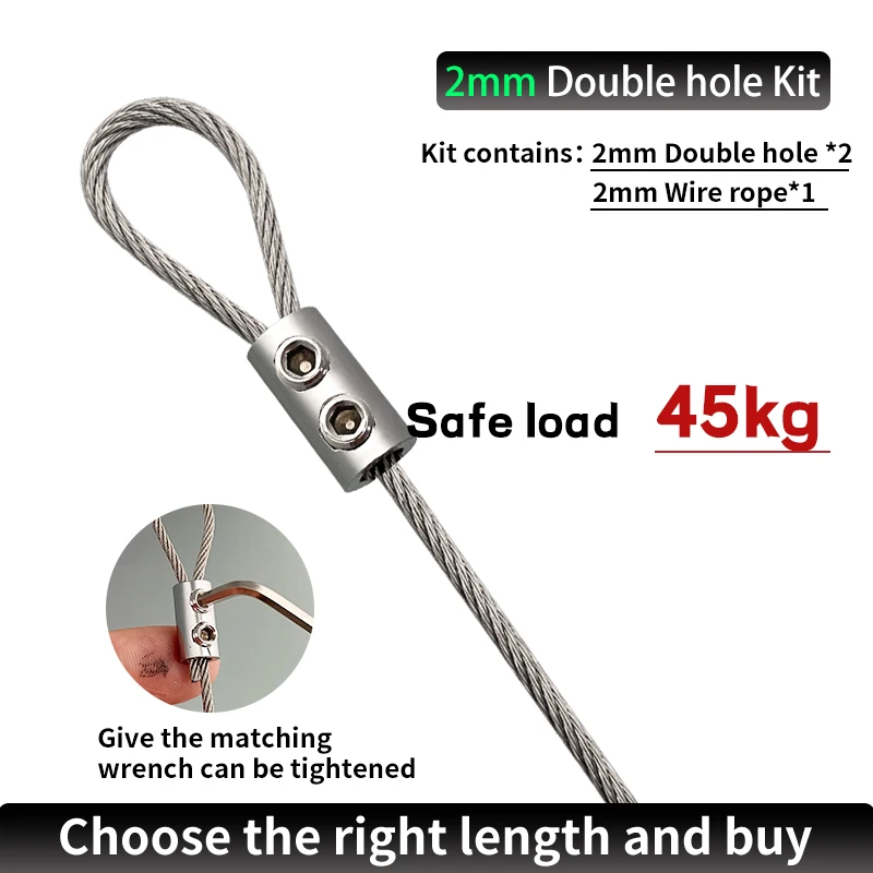 Stainless Steel Wire Rope 1/2/4pcs 2/3/4mm Adjustable Stainless Steel Suspension Sling Telescopic Wire Rope Lock Image Placard Fasteners Hanging Kit