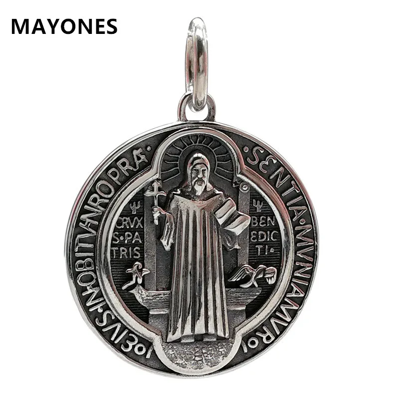 

Серебряная подвеска MAYONES S925 в винтажном стиле, Серебряное украшение для мужчин и женщин, модная серебряная подвеска с крестом и надписью