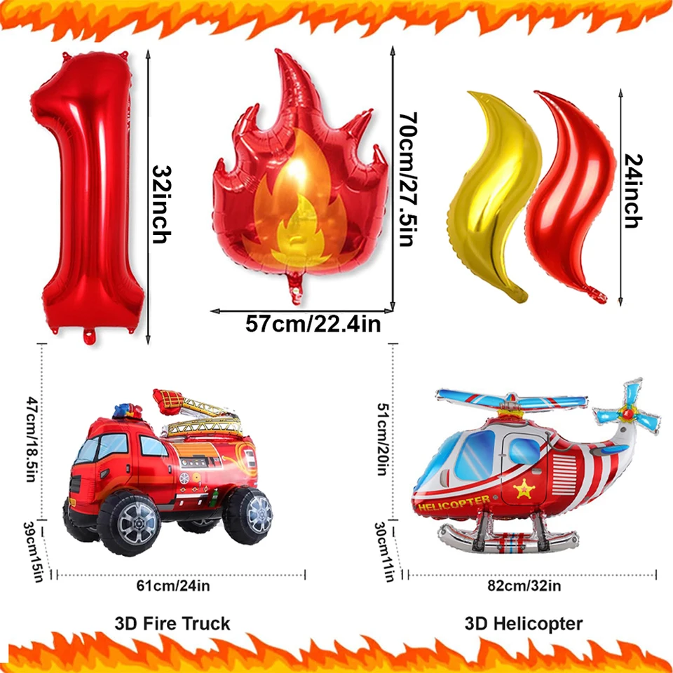 Palloncino a forma di camion dei pompieri: decorazioni per compleanni a forma di camion dei pompieri, feste per bambini - Italia