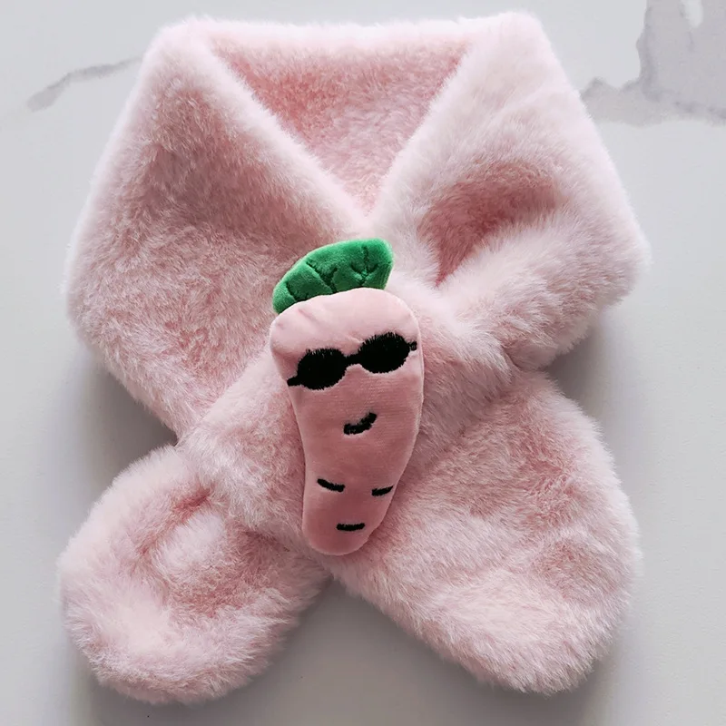 Autumn Winter Soft Plush Children Scarf Cute Cartoon Vegetables Girl Baby Thick Warm Scarf Outdoor Kids Neckerchief Baby Accesso