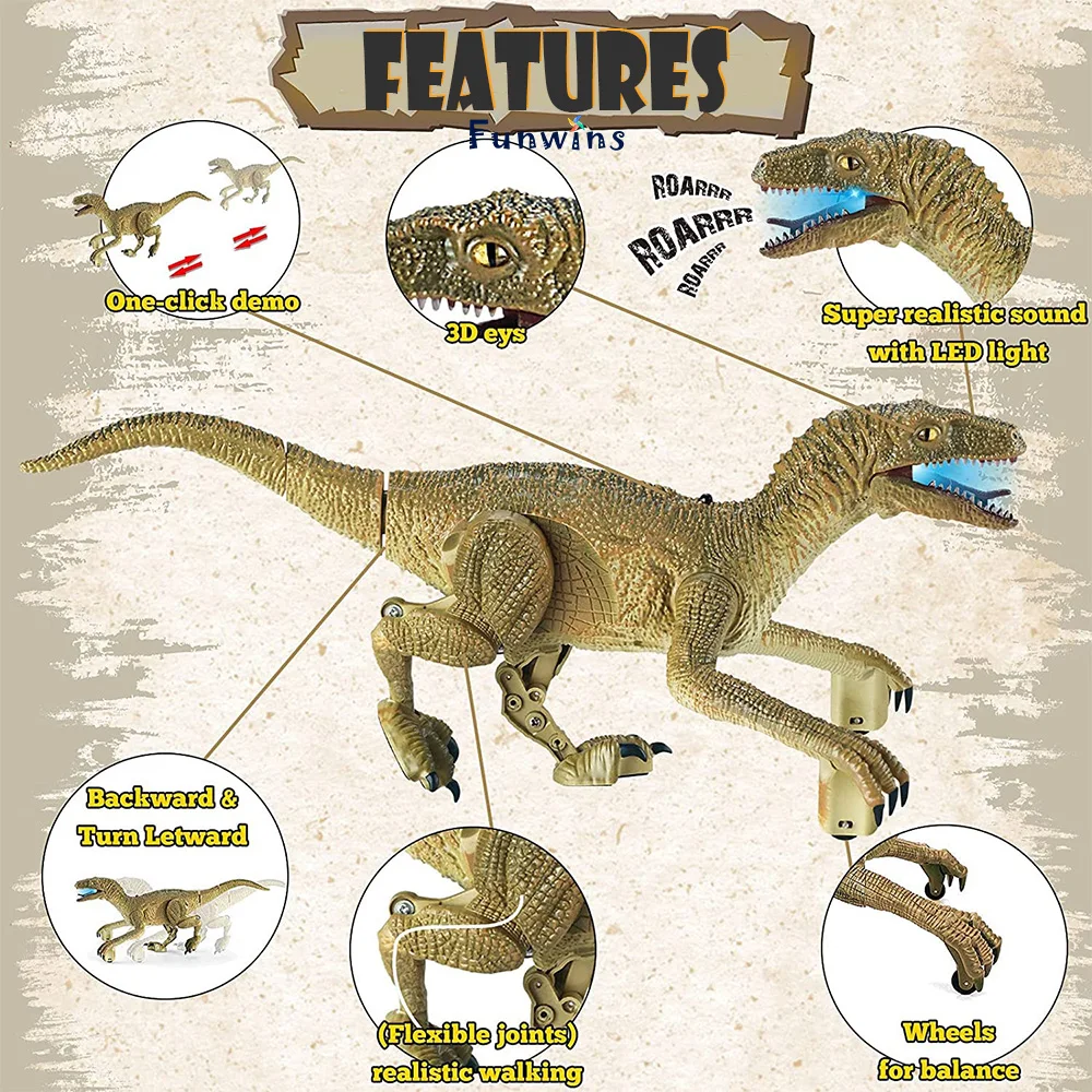 Walking and Roaring Dinosaur Remote Control Electronic Robots Toy,  Toys Dinosaurs with Light and Sound,Ideal GIfts 4