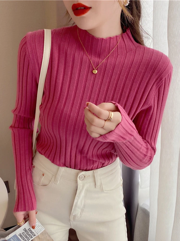 Autumn Winter Knitted Ribbed Turtleneck Sweater Women Clothes 2025 Long Sleeve Slim Basic Pullover Woman Sweaters Solid Tops - Image 6
