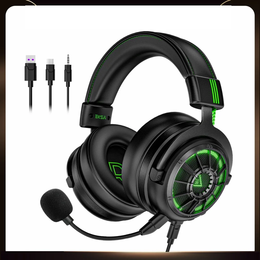 

New Wired Headset Gamer 7.1 Surround Gaming Headphones for PC/Xbox/PS4 with Mic ENC Call Noise Cancelling Earphones E5000 Pro