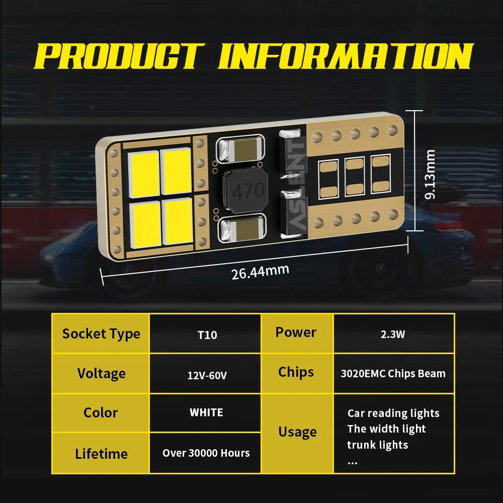 2x9-60V 12V 24V W5W T10 LED CANBUS 오류 없음 5W5 3020 슈퍼 밝은 자동차 주차 위치 조명 인테리어지도 돔 램프 6000K