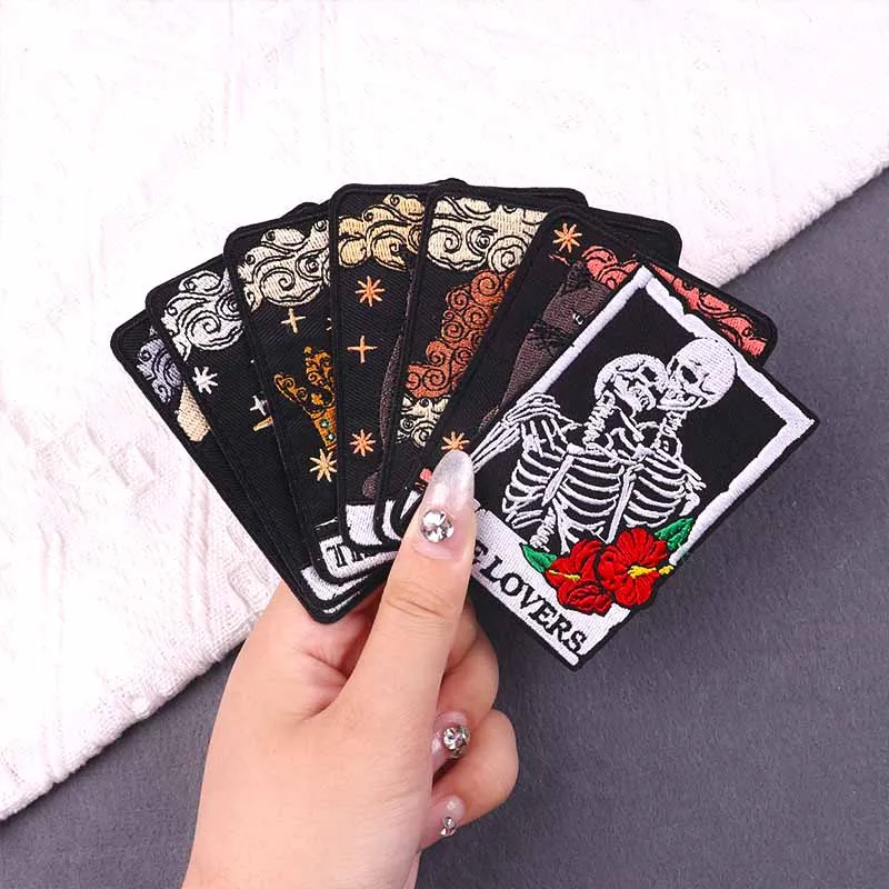 

Mystery Tarot Patch DIY Skull Embroidered Patches For Clothing Sticker Skeleton Patch Iron On Patches On Clothes Sewing Applique