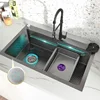 Stainless Steel Kitchen Sink Honeycomb Embossed Large Single Slot Dishwashing Pool Washing Basin Water On The Left Side 1