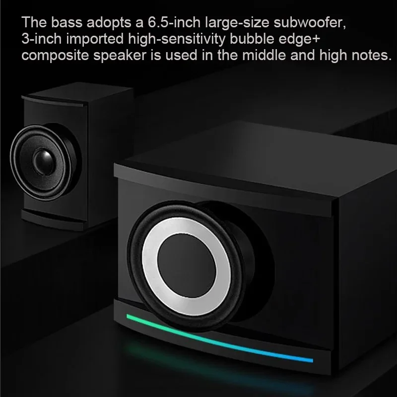 SAST A18 Computer Bluetooth Speaker Desktop Home TV Karaoke Audio with 6.5-inch Subwoofer Cinema Level 60W 2.1 Active Speakers