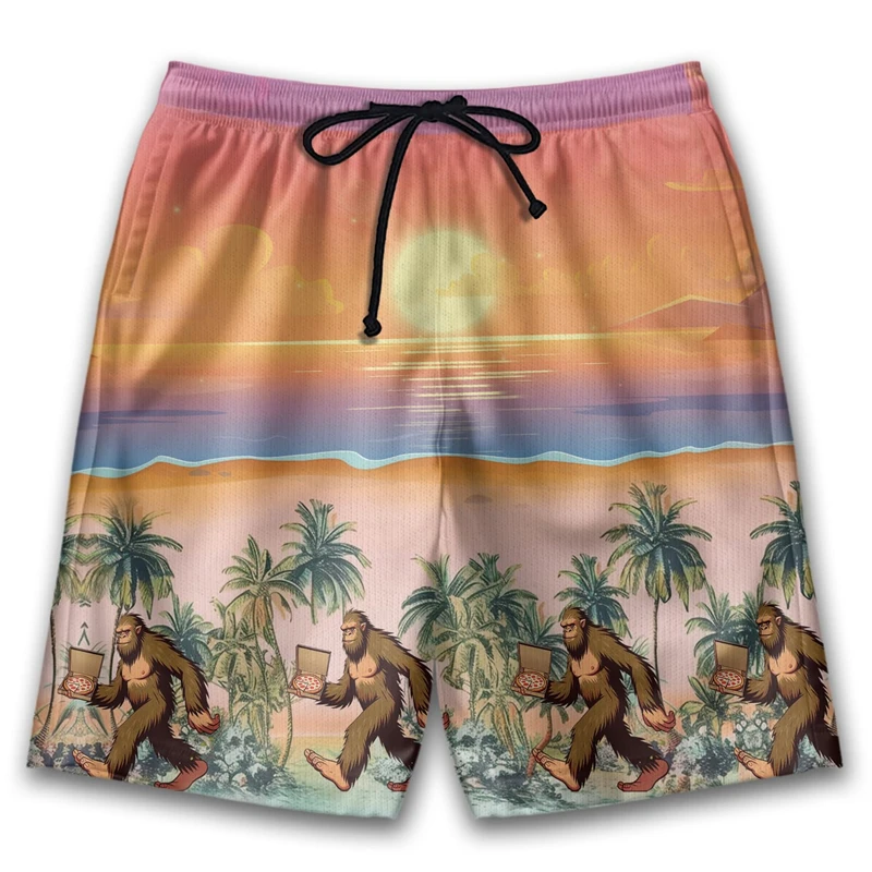 

Pizza Party 3D Print Short Pants For Men Clothes Hawaiian Beach Shorts Aloha Boy Trunks Fast Food Trousers Bermudas Boardshorts
