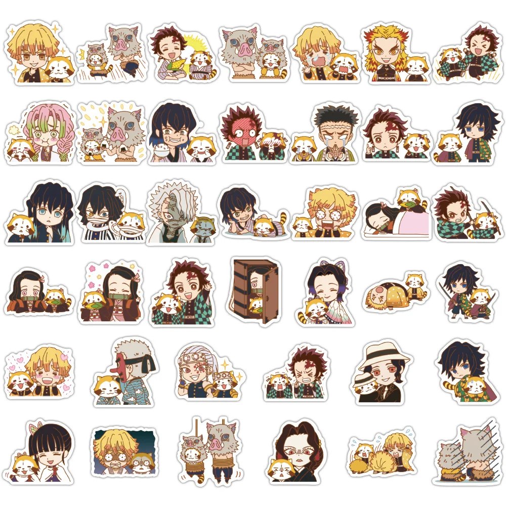 40 pcs anime demon slayer cute cartoon expression graffiti stickers for hand account water bottle waterproof decoration decals aliexpress