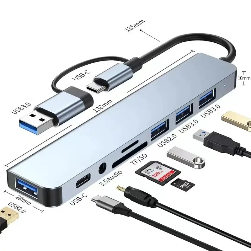Coolcirc 5 In 1 Type C USB 3.0/2.0 HUB TF/SD Card Reader USB-C USB-A HUB Splitte