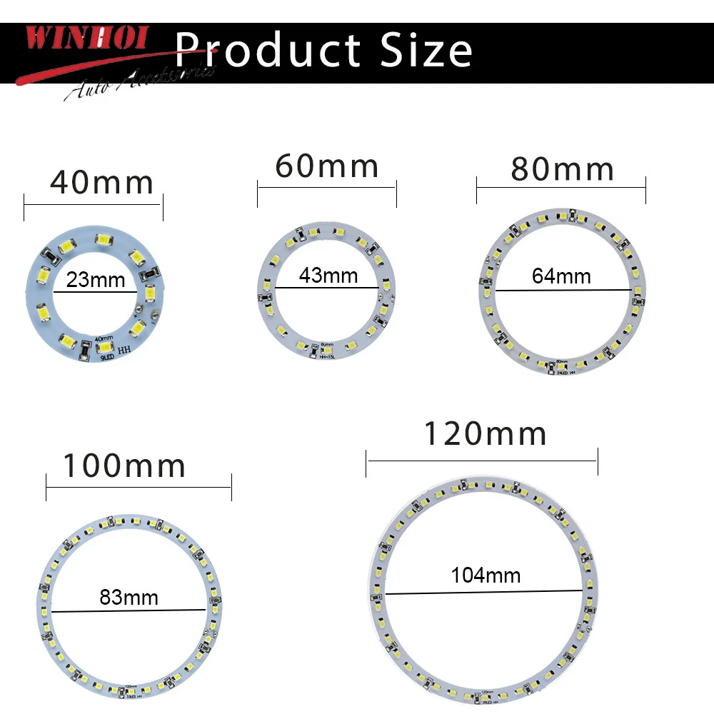 LED Ring Angle Eyes Car Headlight Halo Lights 1210 3525 Led Angle Eyes Bulb 40mm 60mm