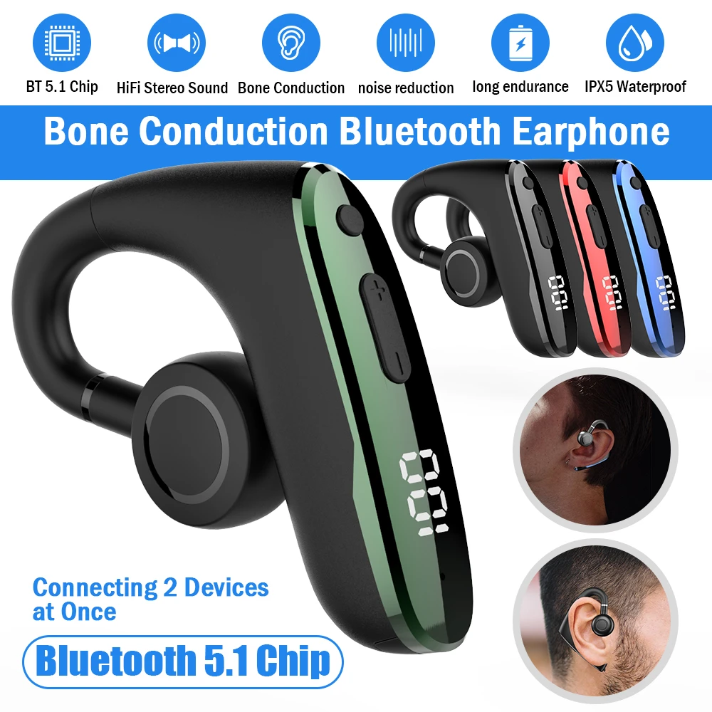 Auriculares inalámbricos con Bluetooth 5,1, cascos de ósea gancho para la oreja, HiFi, IPX5, resistentes al agua, con micrófono| | - AliExpress