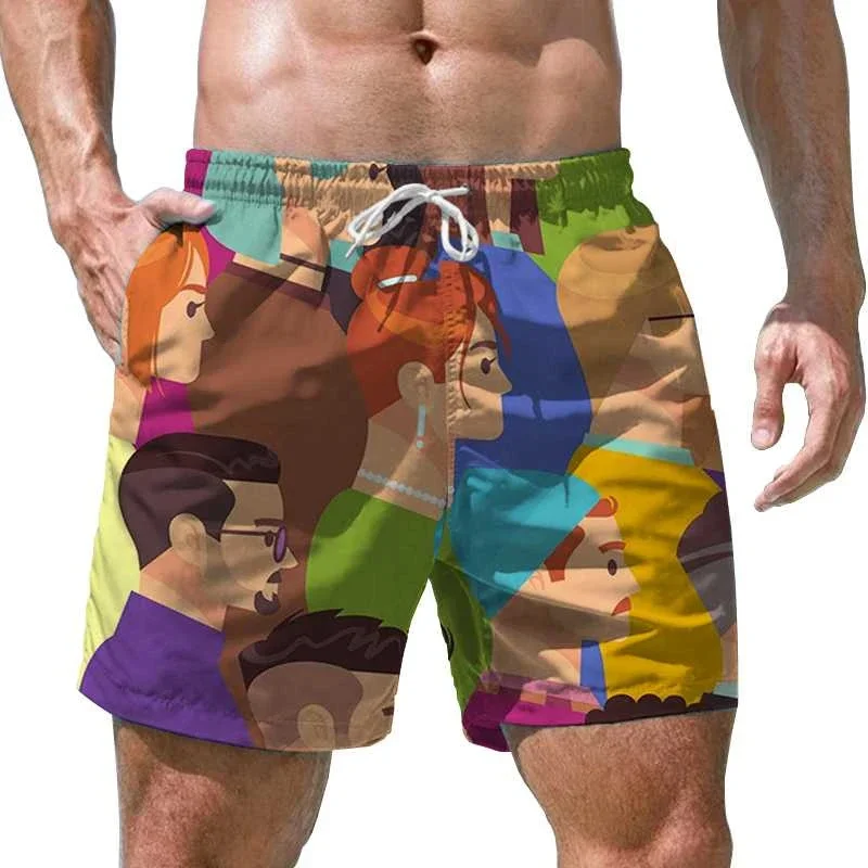 

Cartoon Character Portraits 3d Print Beach Shorts For Men Cool Street Sports Surf Board Shorts Kids Quick Dry Swimming Trunks