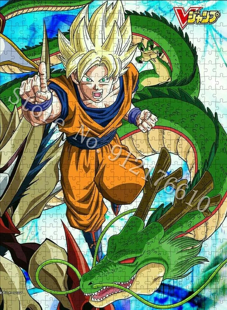 Goku and Gohan Jigsaw Puzzles Bandai Anime Dragon Ball 35 300 500 1000  Pieces Wooden Box Puzzles for Kids Decompression Toys