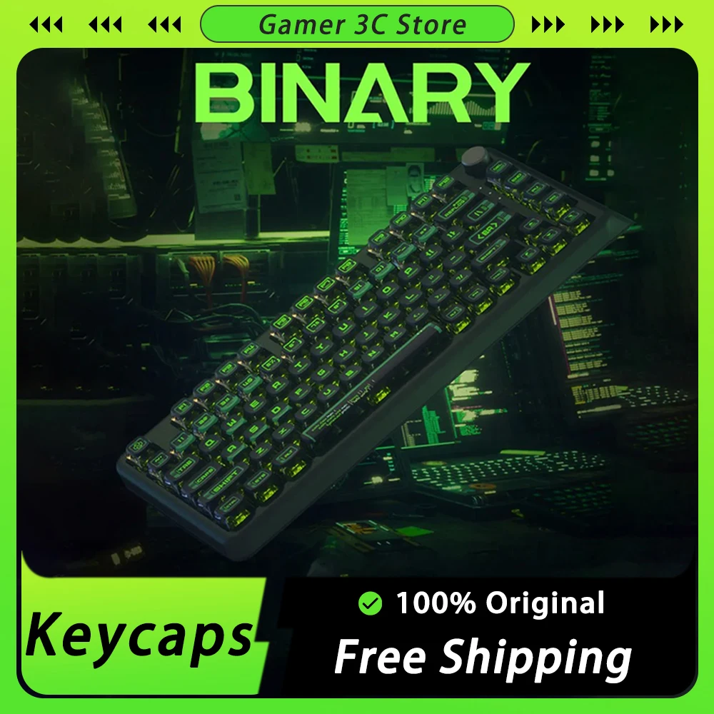 

PIIFOX Binary Keycaps Light Transmission Translucent Keycap PBT Keycaps Sublimation 117 Key Mechanical Keyboard Keycap Set Gifts