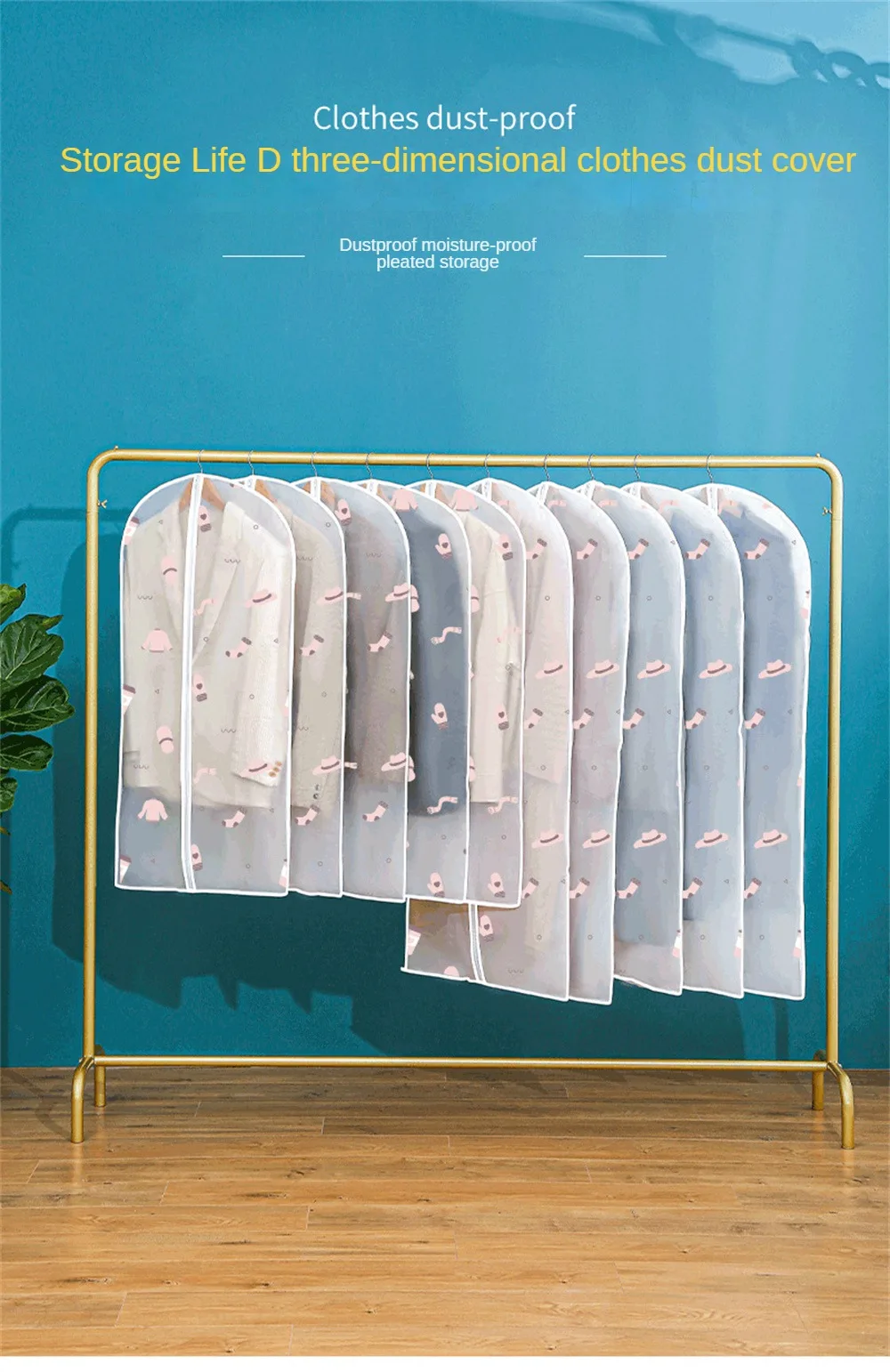 Description Picture 5 of itemHousehold Waterproof Dust BagTransparent Coat Dust Cover Thickened PEVA Suit Hanging Bag Clothing Dust Cover Household