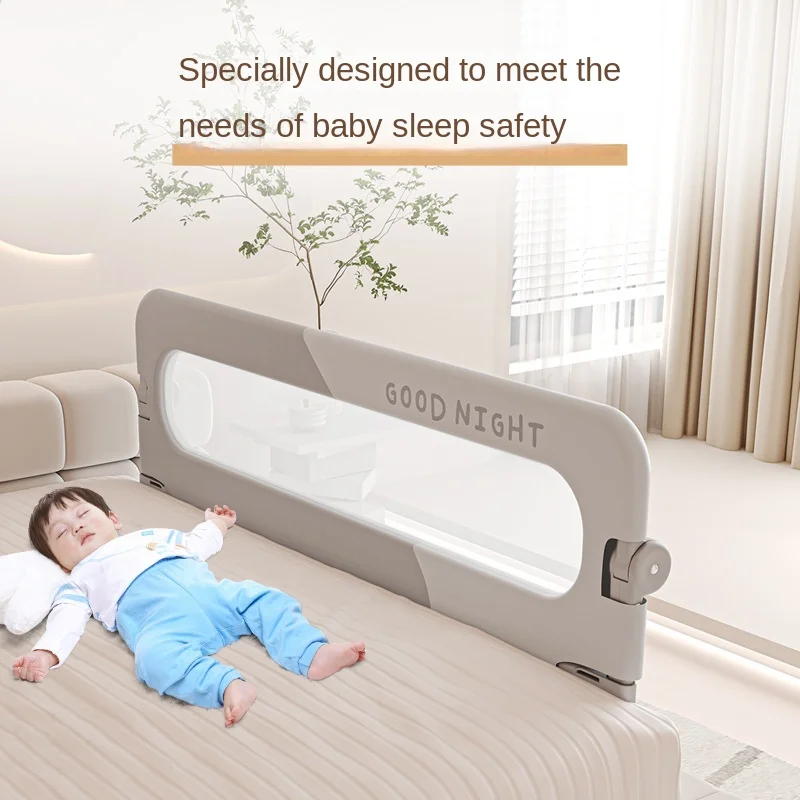 150cm Bed Guardrail Baby Safety Bed Barrier Anti-Fall Baby Crib U-Shaped Base Fully Folded Safety Rails Bedroom Fence