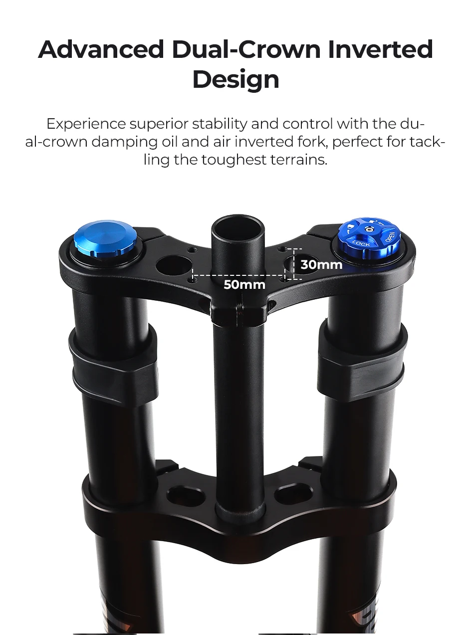 Description Picture 5 of itemBOLANY Downhill MTB Electric Bike Motorcycle Dual Crown Inverted Air Fork Shock Absorber 15*110mm Boost Fork 26/27.5/29inch