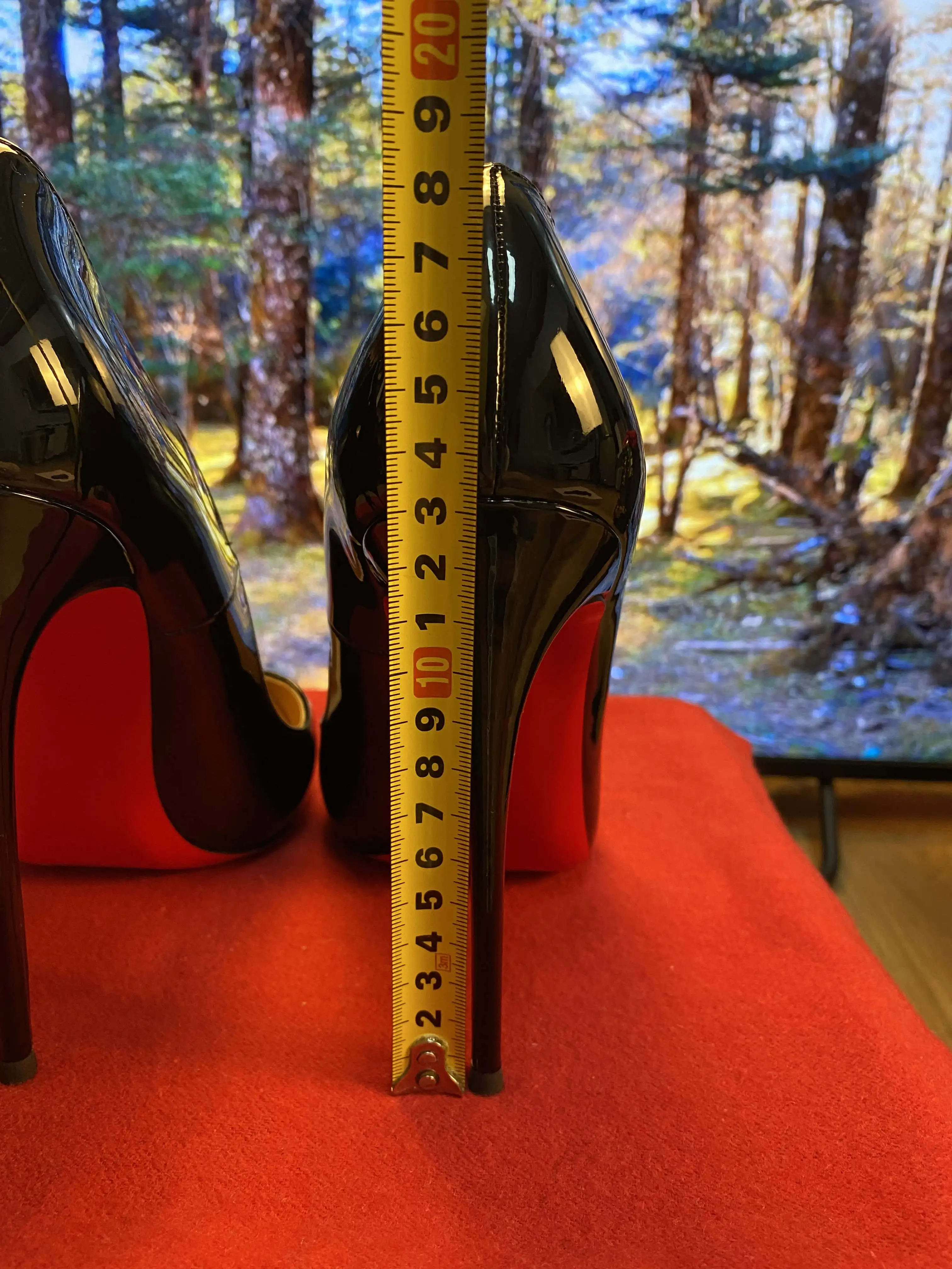 Black patent leather red soled high heels for women 2024 new professional temperament pointed shallow mouth sexy single shoes
