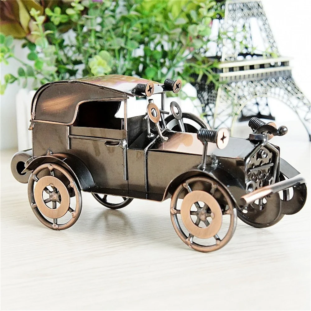 

Классическая модель винтажного автомобиля, металлическое украшение, железная модель автомобиля в ретро стиле, поделки, игрушка для мальчиков, подарок на день рождения, настольное украшение