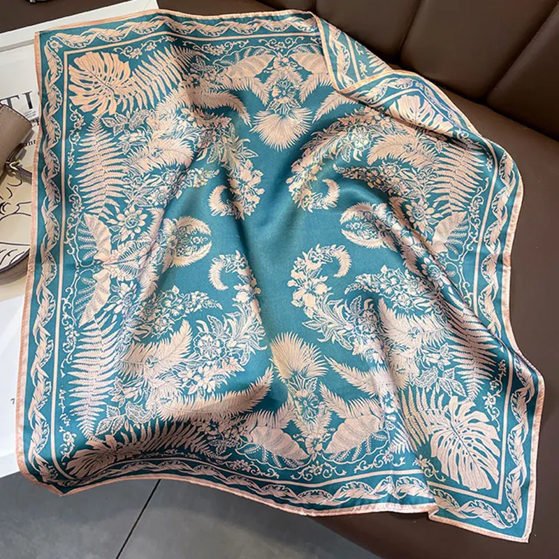 100% Pure Silk Square Scarf Women Dot Print Neckerchief Bandana