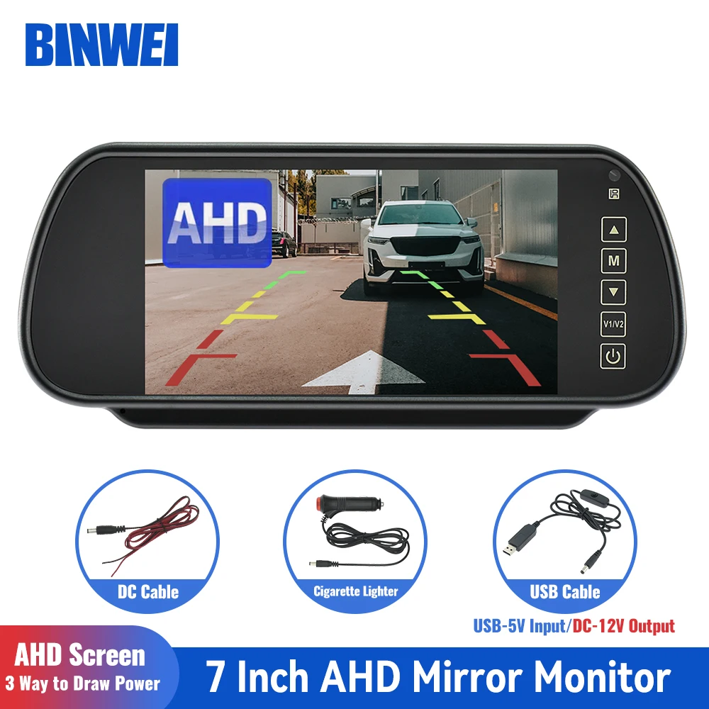 7 Inch AHD Monitor Car Screen for Car Camera Fishing Vehicle 7" TFT LCD Mirror Rear Parking Universal View Auto car display monitor
