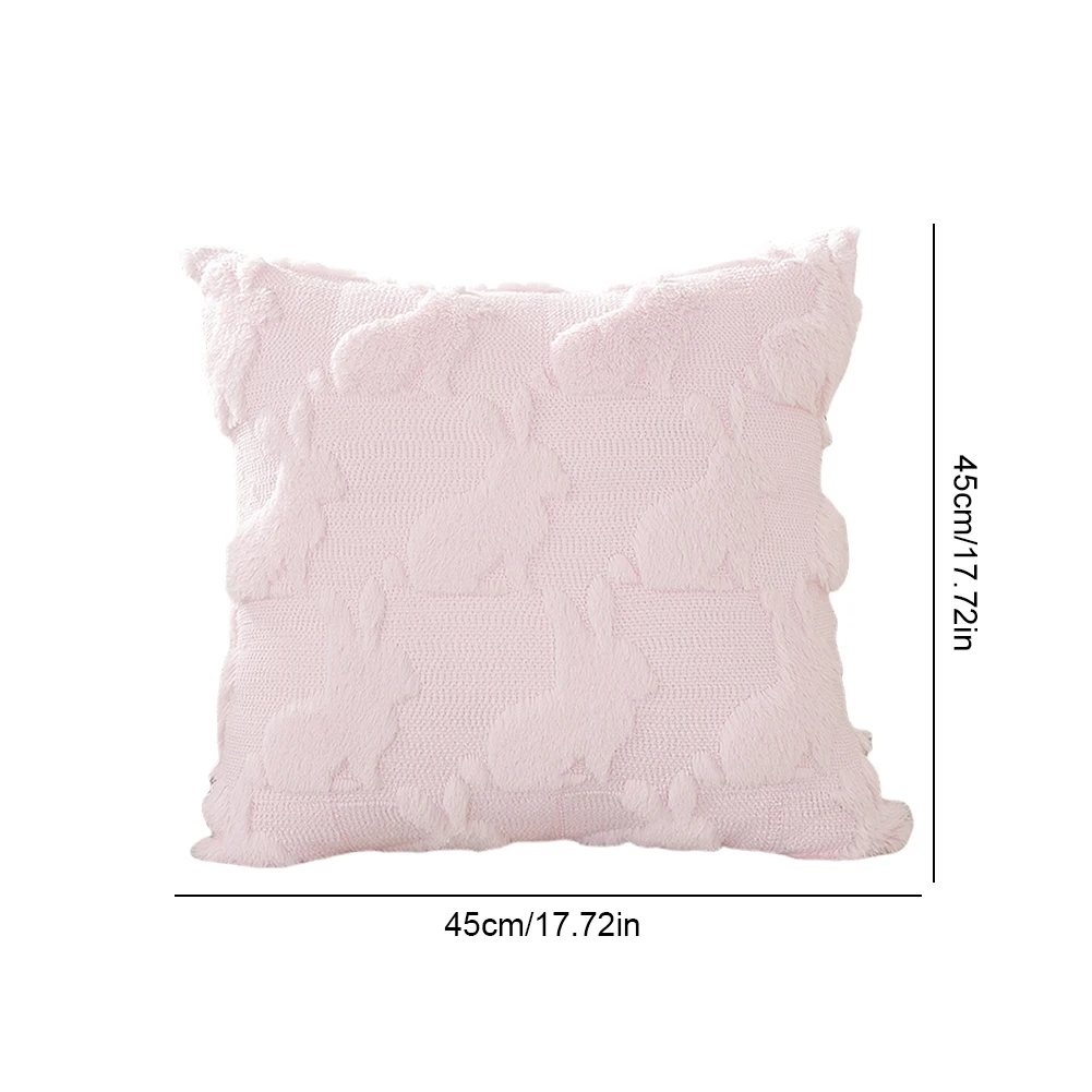 Easter Rabbits Throw Pillow Cover 45x45cm Bunny Soft Cushion Case Bunny Faux Fur Pillow Case for Living Room Bedroom
