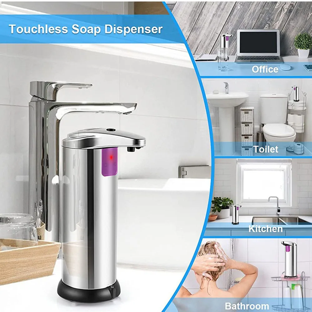 Smart Induction Soap Dispenser Stainless Steel Automatic Intelligent Liquid Soaps Container Large Foam Soaper For Bathroom 5