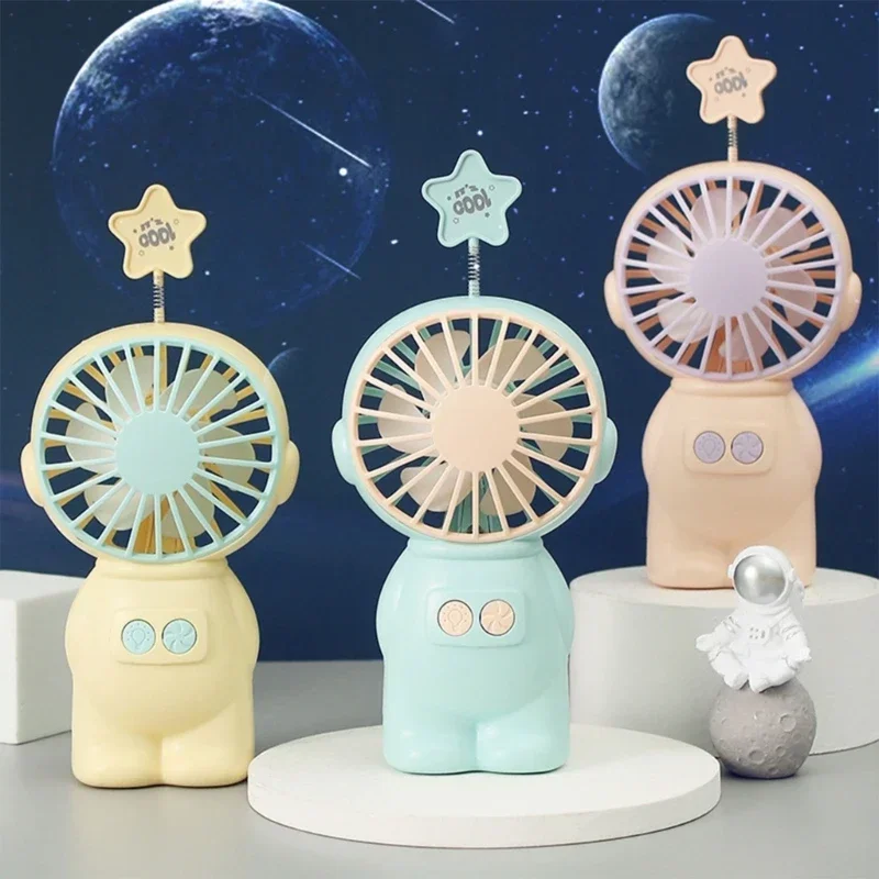 Spaceman Usb Charging Portable Astronaut with LED Lighting for Kids Adults Mini Small Fan Handheld Desktop Portable Fans