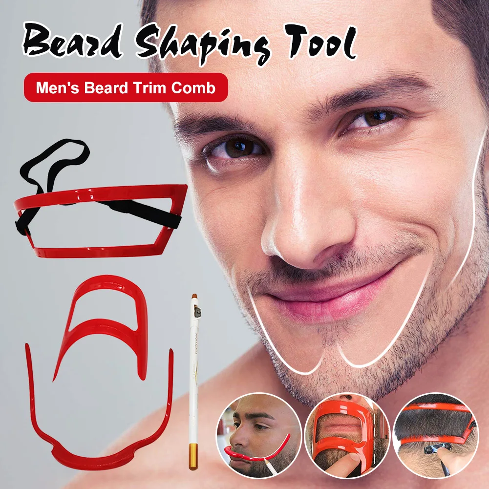 

Beard Shaping Tool Men's Beard Combs Plastic Hair Beard Trim Templates Stencils Mustache Styling Combs Barber Supplies