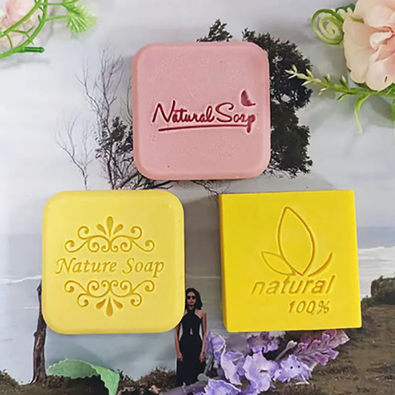 Natural  soap English letter pattern Acrylic seal hand made soap with handle Soap soap seal