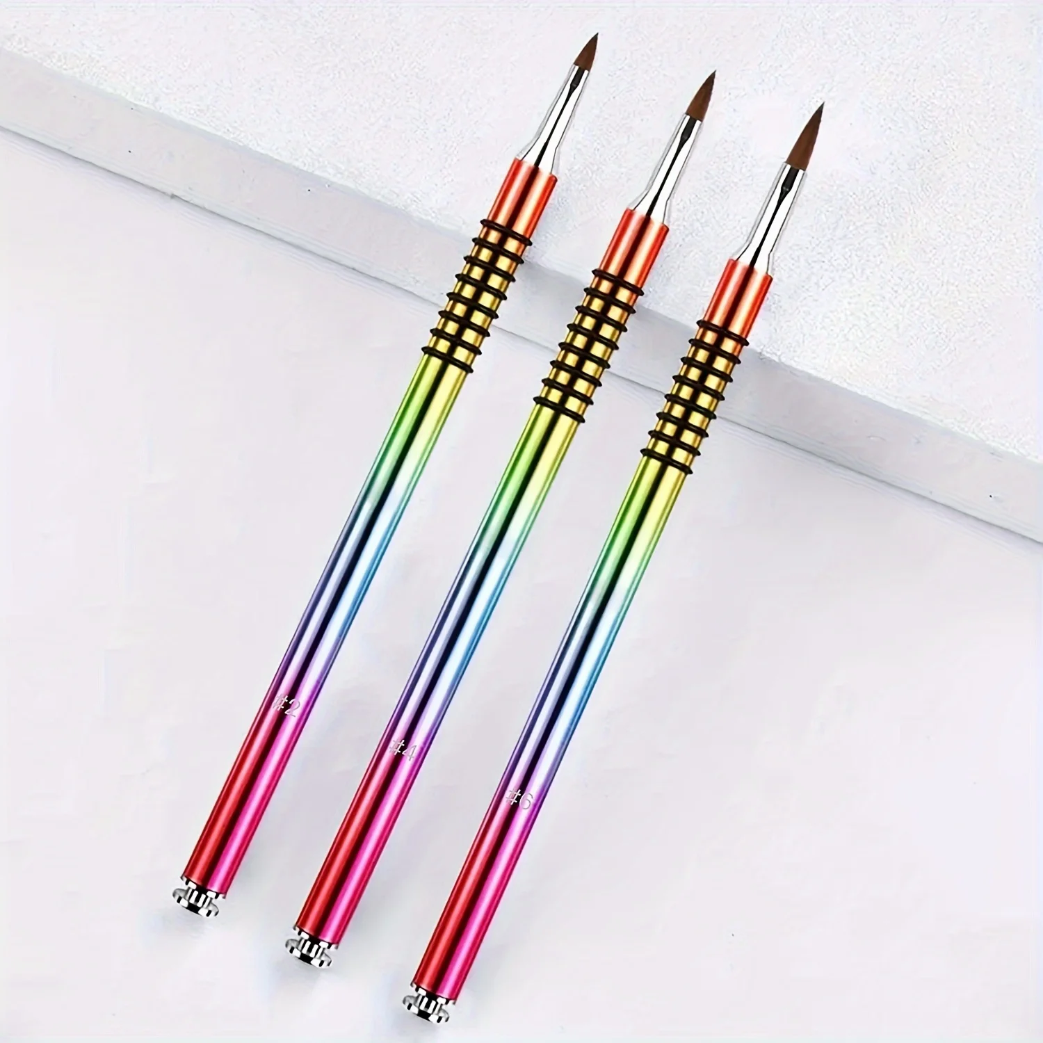 3pcs Acrylic Crystal Nail Brush Professional Nail Beauty Design Non-Slip 3D Nail Art Brush Manicure Tool For Uv Gel Builder Dra 4