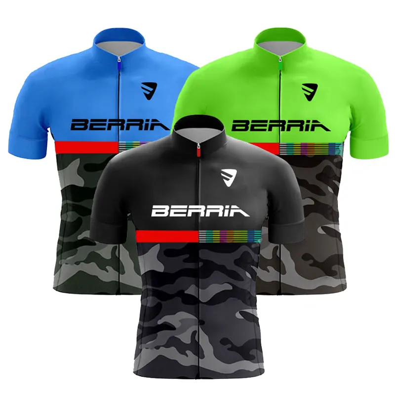 BERRIA Cycling Clothing Men New Breathable Short Sleeve Cycling Jersey Summer Bike Jersey Outdoor Riding Bike MTB Clothing