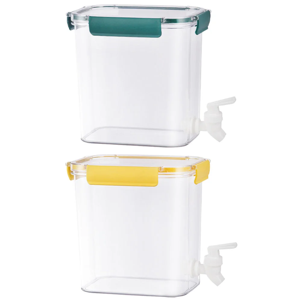 

2 Pcs Beverage Machine Liquid Dispenser Refrigerator Lemonade Container Plastic Water with Lid