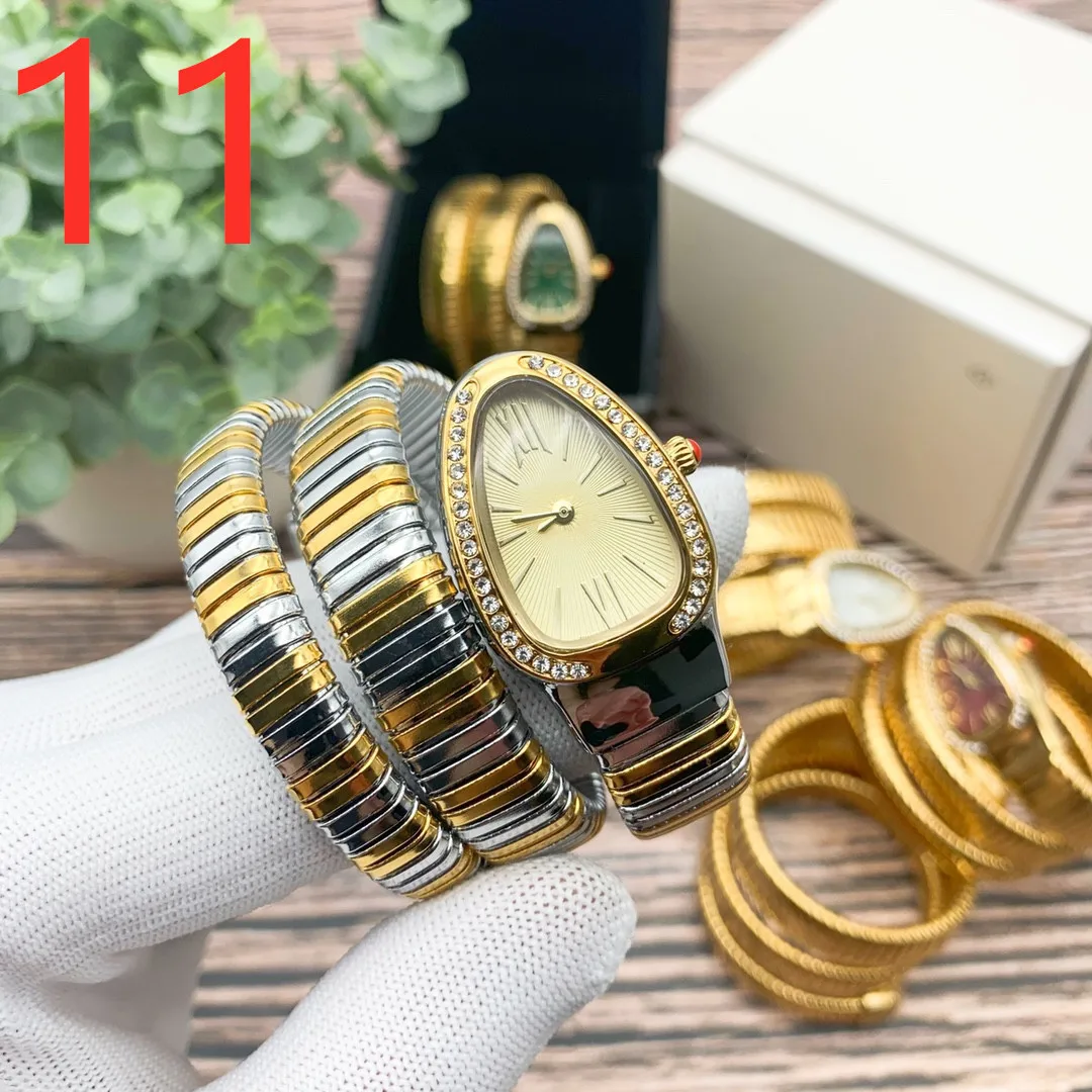 2022 New Fashion Snake Style Luxury Sport Quartz Stainless Steel Watch For Woman Calendar Round Wristwatch High Quality