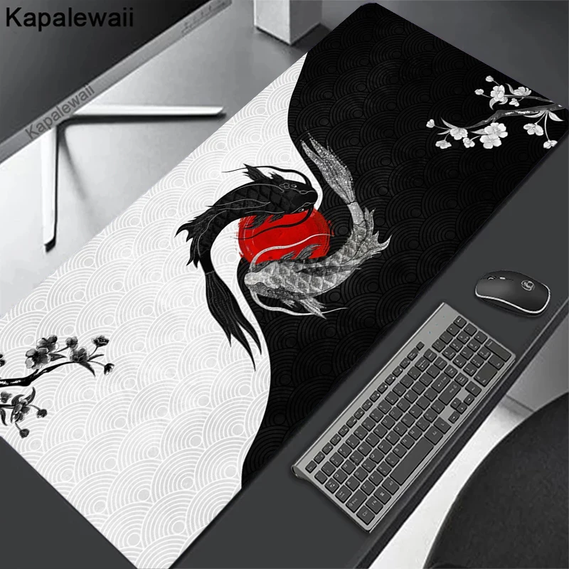thumbnail image 1 of Oni-alfombrilla grande para ratón de juegos, tapete japonés negro para mesa de escritorio, alfombrilla grande para ratón XXL 90x40, alfombrilla para teclado y ratón, empresa 100x50, 1 of 5