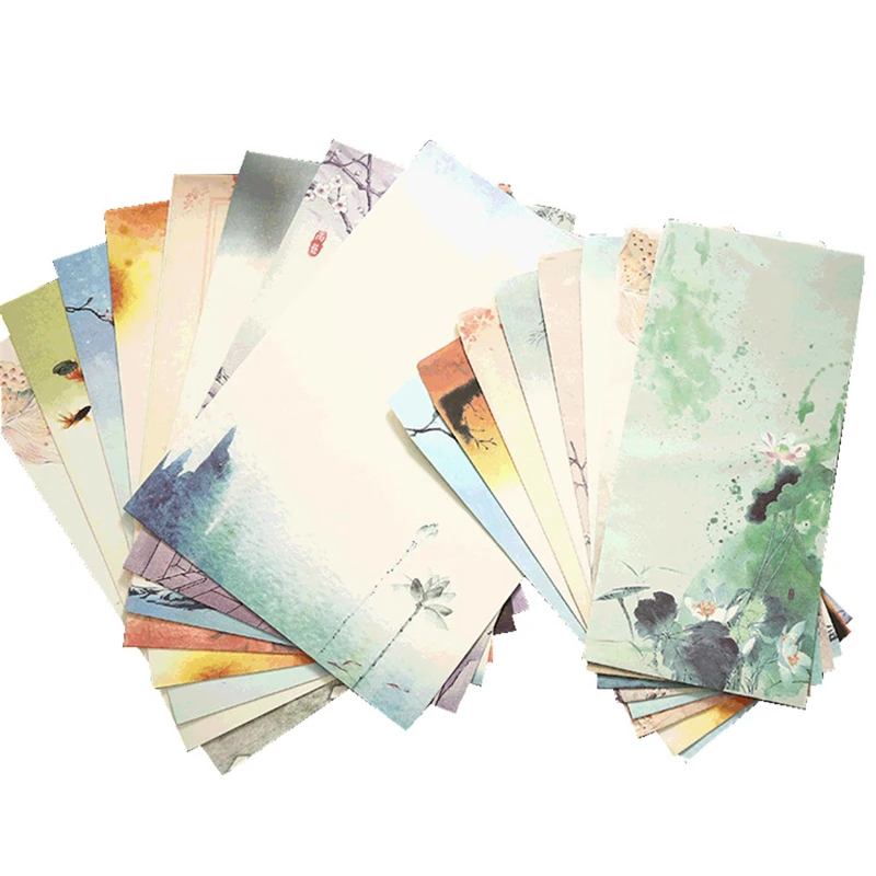Chinese Style Envelopes with Letter Pads Note Paper Wedding Party Invitation Card Korean Stationery Office Supplies 6pcs, mailing envelopes, mini envelopes