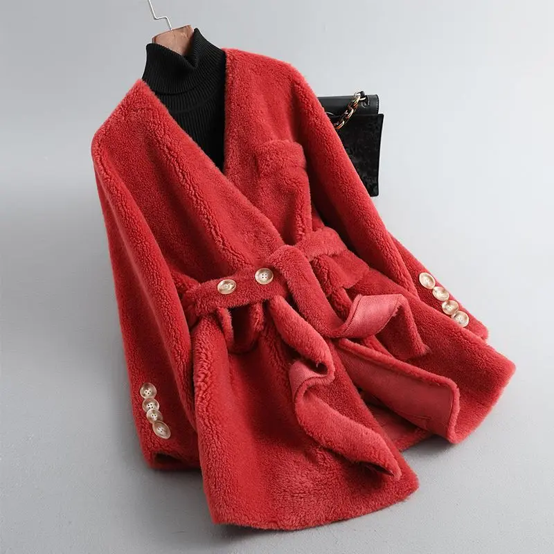 

Woman Natural Fur Coat Female Winter Real Mink Jacket Ladies Fashion Warm V-neck Clothes s Oversize G690