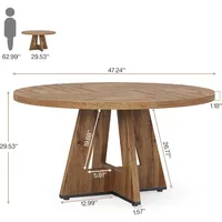 Farmhouse Dining Table, 47 Inch Round Dinner Table for 4, Rustic Round Dining Room Table for Home Dining Room Living Room 2