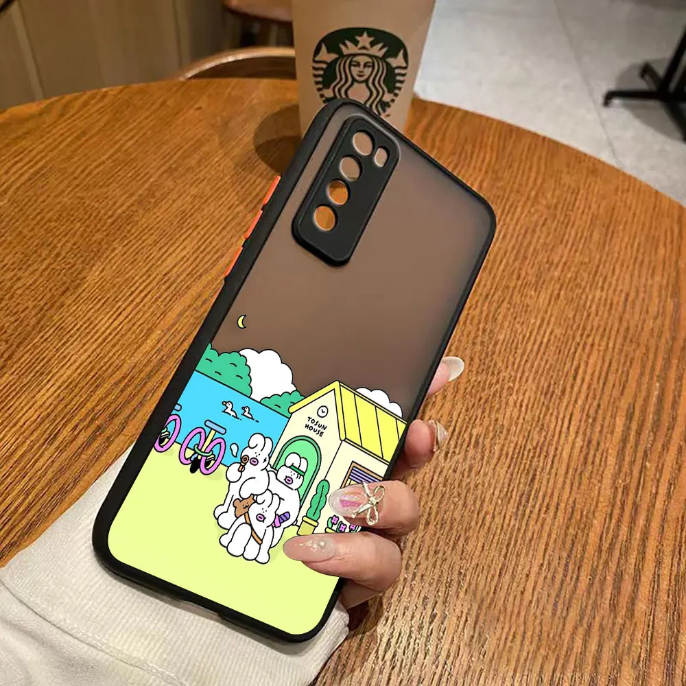 thumbnail image 1 of Matte Case for Huawei NOVA Y70 10 9 8SE 8 7SE 7I 7 6 5I 5 4 3I 4G 5G Case Funda Coque Capa Shell Cover White Pig Rabbit Cartoon, 1 of 5
