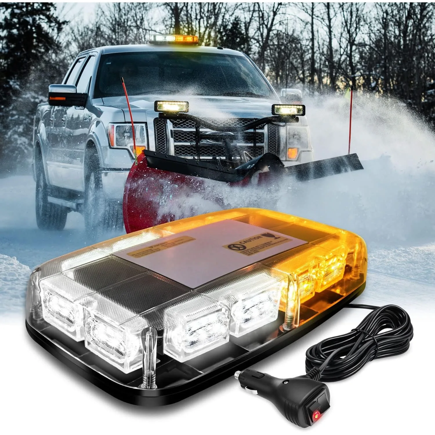 Nilight 12 InLED Strobe Light Bar Magnetic Mount 12V-24V Emergency Warning Flash Light for Truck Tractor Snow Plow Construction