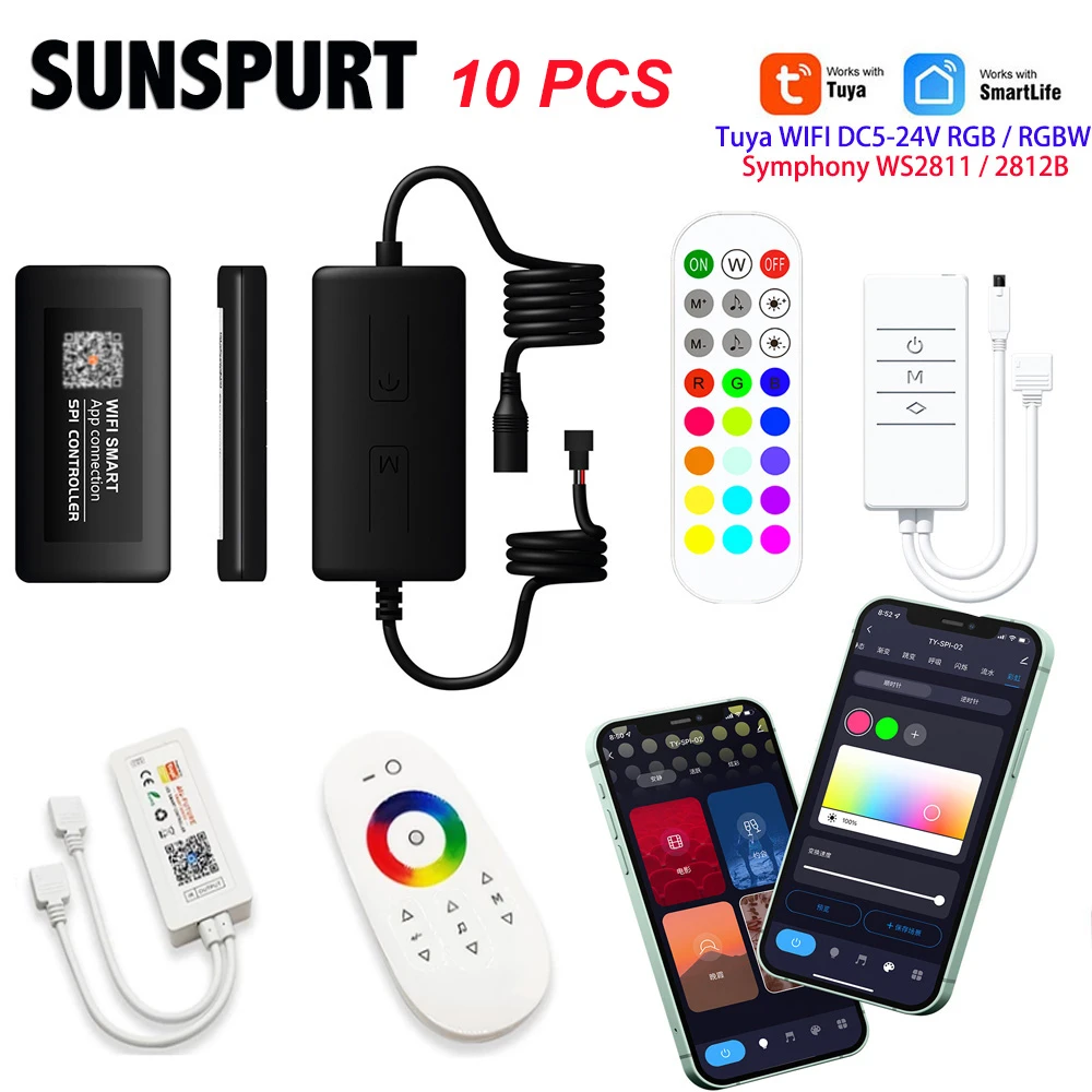 Tuya Smart Life APP 5-24V Wifi DW/CCT/RGB/RGBW led Light Strip Wireless ...