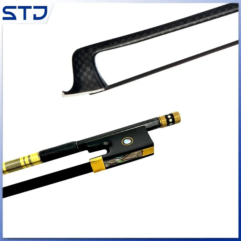 

Service 1 pcs New light black Grid plaid carbon Fiber round Stick 4/4 violin bow Fiddle Bow, copper parts, black horsehair