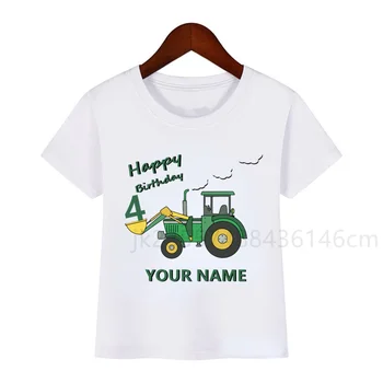 Boy Cartoon Car Birthday Number Print T-shirt Children's Birthday Boy T-shirt Boy&Girl Funny Gift T-shirt Gift Boy Clothes
