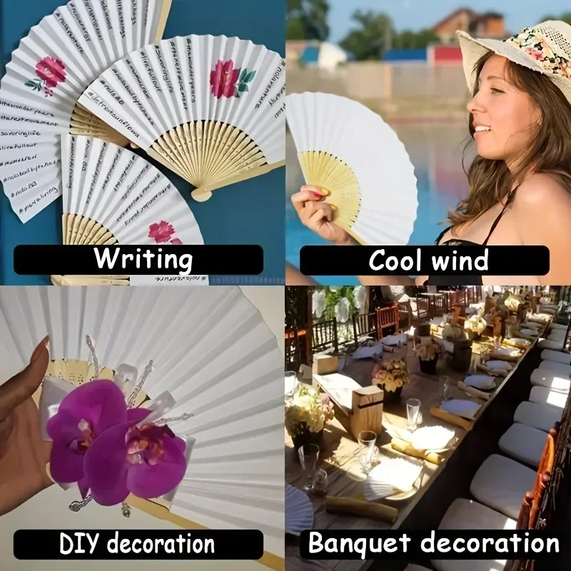 Foldable Paper Fans 1/10pcs DIY Portable Bamboo Design for Wedding Birthday Party Decor Gifts Home Room Accent portable fan folding fan hand fan