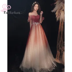 Fashion Gradient Prom Dresses for Women 2023 Off Shoulder Sparkly with Appliques Vestido De Festa Luxury Night Dress