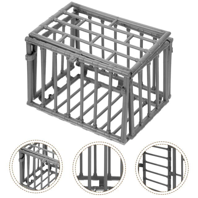 2 Pcs Beast Fence Model House Mini Prop Minioature Small Toys Miniature Dog Cage for Display Storage Puppet 4